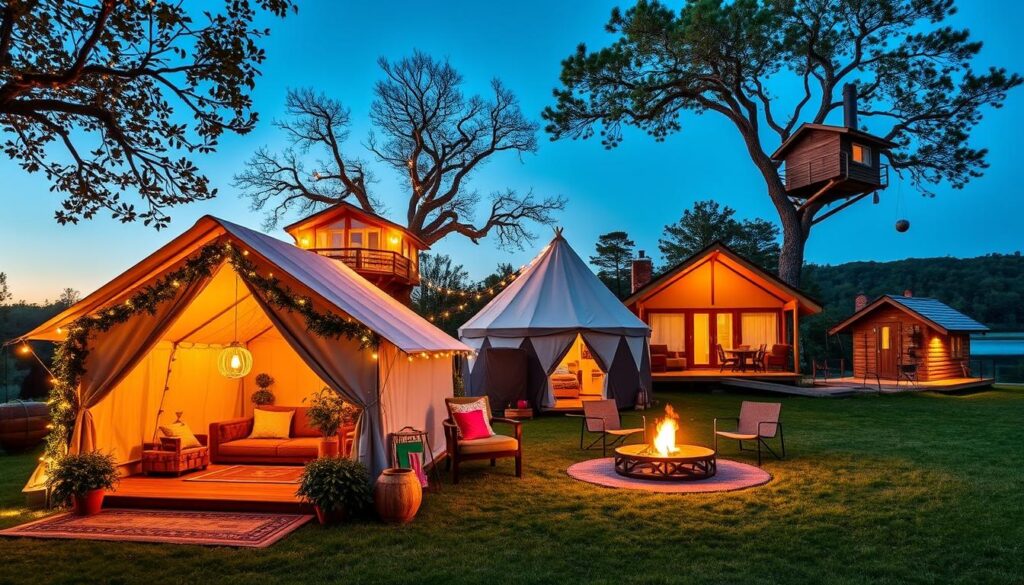 Verschiedene Glamping Unterkünfte im Vergleich