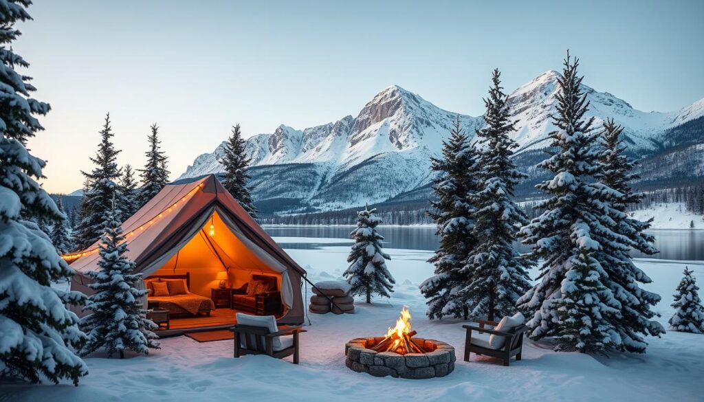 Winterliche Natur beim Glamping